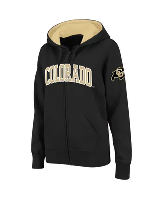 Women's Colosseum Black Colorado Buffaloes Arched Name Full-Zip Hoodie