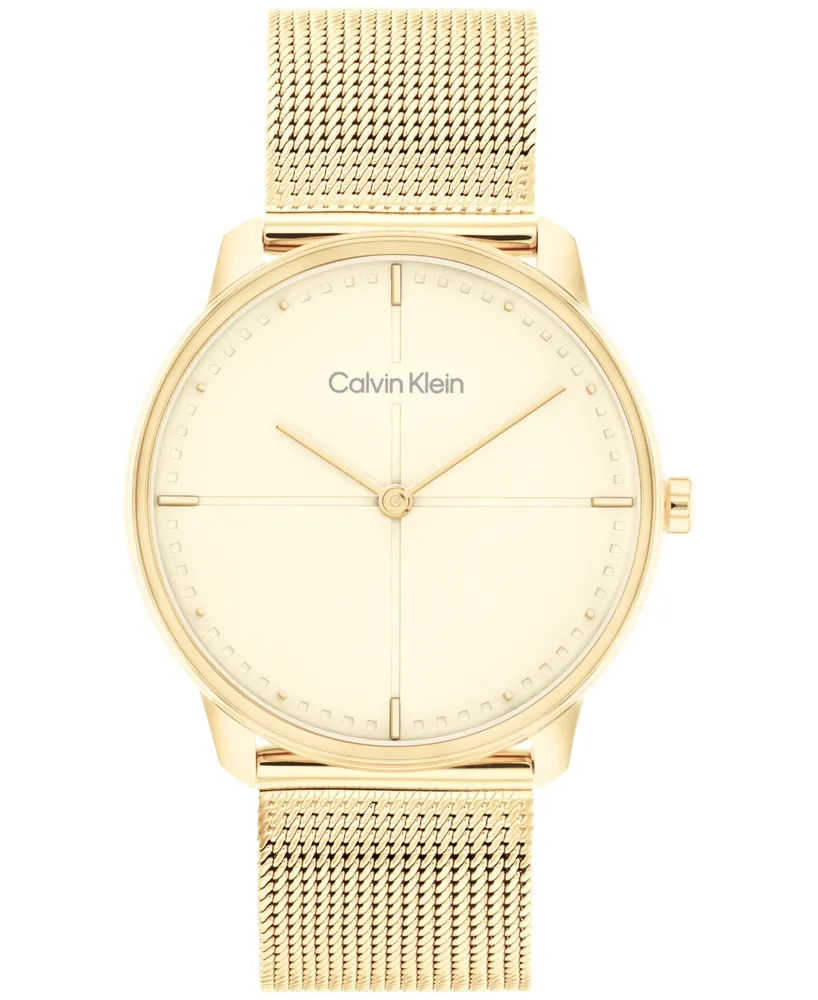 Calvin Klein Unisex Gold-Tone Stainless Steel Mesh Bracelet Watch, 35mm - Gold