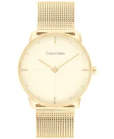 Calvin Klein Unisex Gold-Tone Stainless Steel Mesh Bracelet Watch, 35mm - Gold