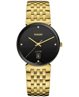 Rado Unisex Swiss Florence Classic Diamond Accent Gold Tone Stainless Steel Bracelet Watch 38mm