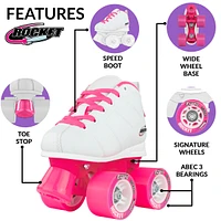 Crazy Skates Rocket Roller Skates For Girls - Great Beginner Kids Quad Skates