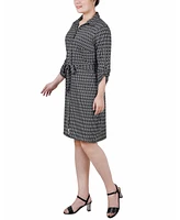 Ny Collection Petite 3/4-Sleeve Printed Shirt Dress