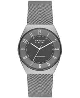 Skagen Men's Grenen Solar Powered Charcoal-Tone Stainless Steel Mesh Watch 37mm