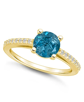 Macy's London Blue Topaz (1-5/8 ct. t.w.) and Diamond (1/6 Ring 14K Yellow Gold