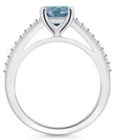 Macy's Aquamarine (1-1/4 ct. t.w.)and Diamond (1/6 t.w.) Ring 14K Gold