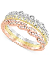 Diamond 3-Pc. Set Stacking Bands (1/2 ct. t.w.) in 14k Tricolor Gold - Tri