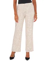 Msk Women's Sequined Pull-On High Rise Flat-Front Pants