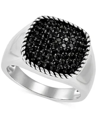 Men's Lab Created Black Spinel (1-1/2 ct.tw.) Band Ring in Sterling Silver
