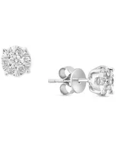 Effy Diamond Cluster Stud Earrings (1/2 ct. t.w.) in 14k White Gold