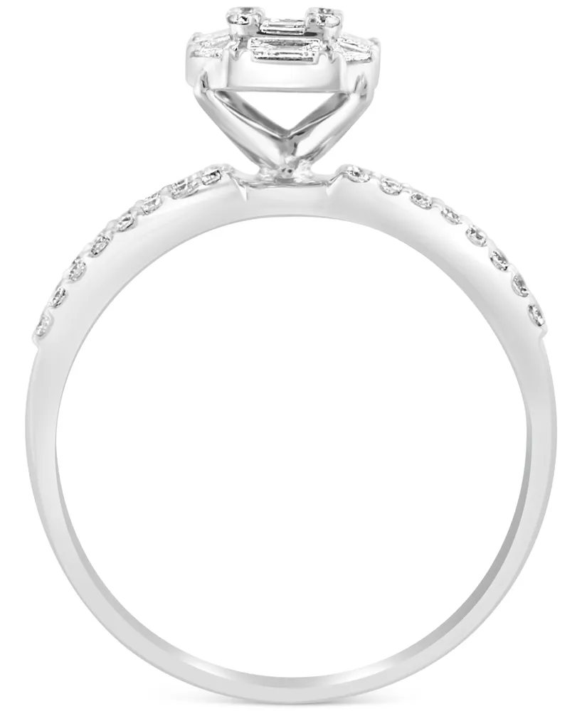 Effy Diamond Cluster Engagement Ring (7/8 ct. t.w.) in 14k White Gold