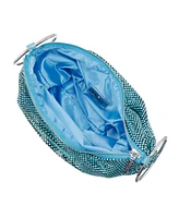 Nina Women's Glass Crystal Mesh Double Ring Handle Pouch Bag