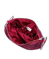 Nina Women's Glass Crystal Mesh Double Ring Handle Pouch Bag