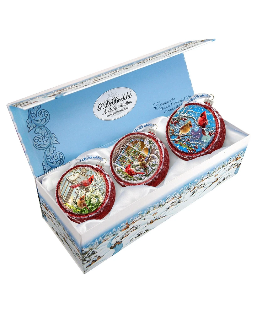 G.DeBrekht Winter Birds Holiday Ornament, Set of 3