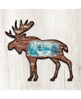 Designocracy Woodsy Moose Scenic Wooden Decor