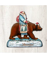 Designocracy Santa on Grizzly Bear Wooden Decor