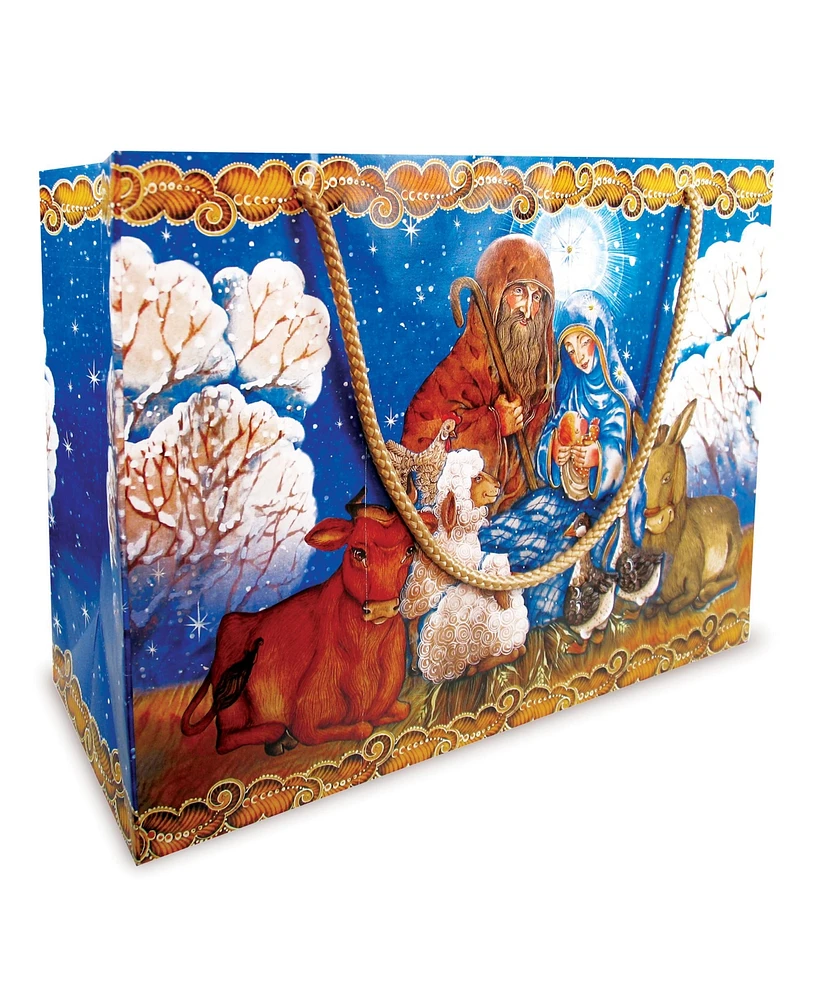 Designocracy Christmas Nativity Holiday Gift Bag Large, Set of 3