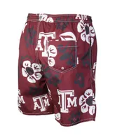 Men's Wes & Willy Maroon Texas A&M Aggies Floral Volley Logo Swim Trunks