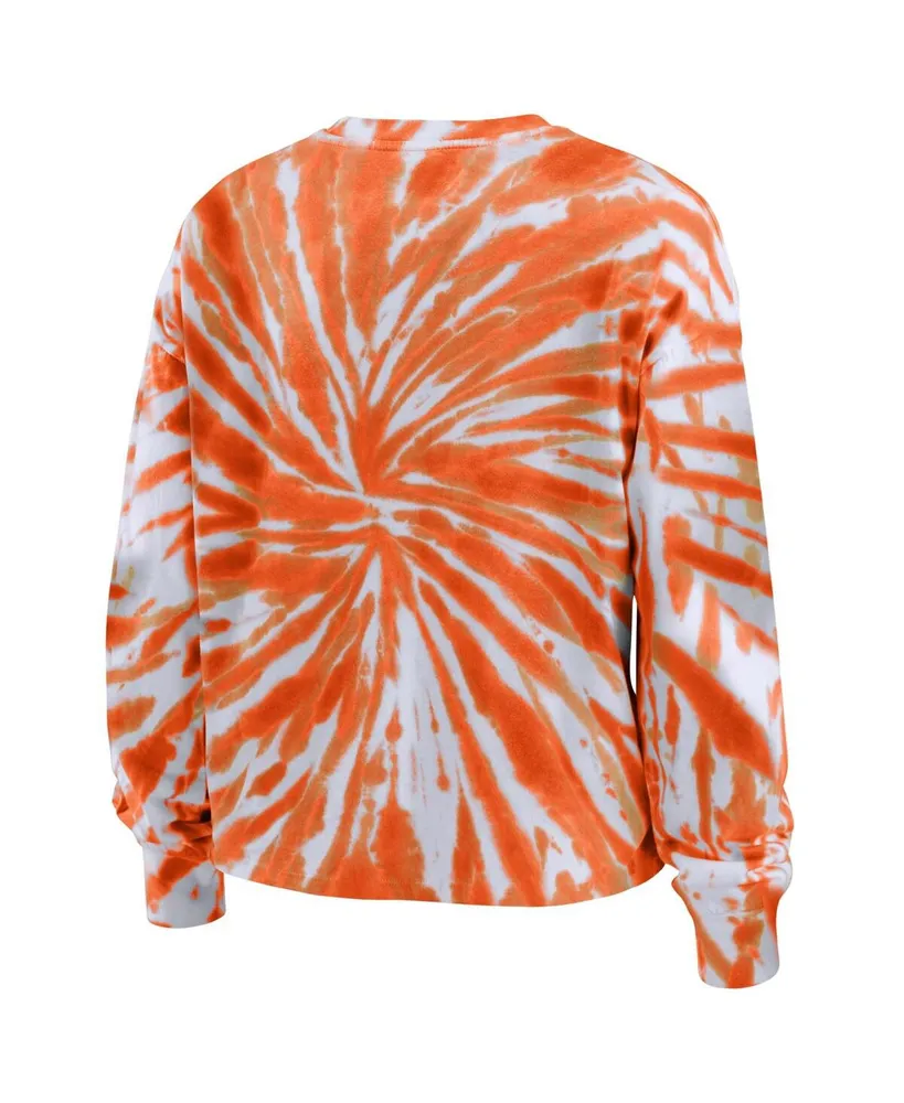 Women's Wear by Erin Andrews Orange Clemson Tigers Tie-Dye Long Sleeve T-shirt