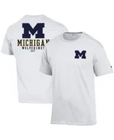 Men's Champion White Michigan Wolverines Stack 2-Hit T-shirt