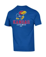 Men's Champion Royal Kansas Jayhawks Stack 2-Hit T-shirt