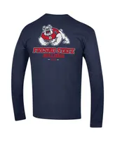 Men's Champion Navy Fresno State Bulldogs Team Stack Long Sleeve T-shirt