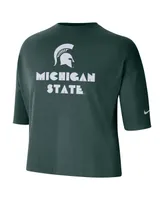 Women's Nike Green Michigan State Spartans Crop Performance T-shirt