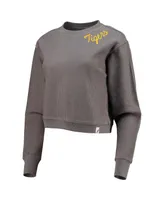 Women's League Collegiate Wear Charcoal Lsu Tigers Corded Timber Cropped Pullover Sweatshirt