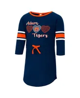 Toddler Girls Colosseum Heathered Navy Auburn Tigers Poppin Sleeve Stripe Dress