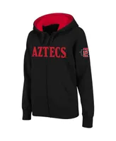 Women's Colosseum Black San Diego State Aztecs Arched Name Full-Zip Hoodie