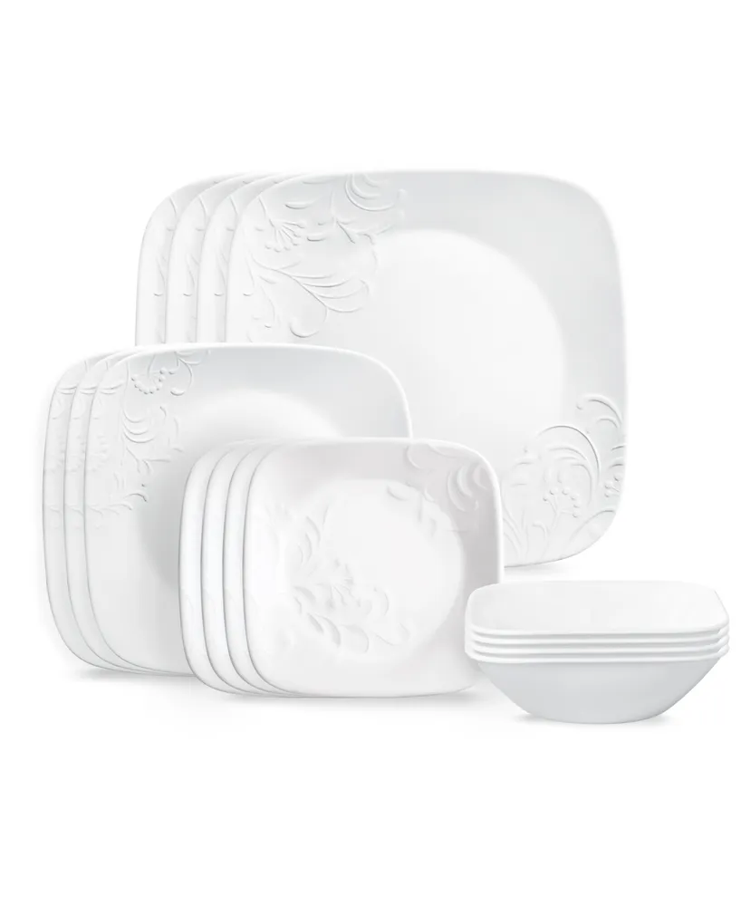 Corelle Leaf Stitch 12-Piece Dinnerware Set, Service for 4 - Macy's