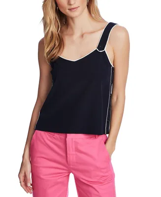 Court & Rowe Women's Contrast-Piped V-neck Tank Top