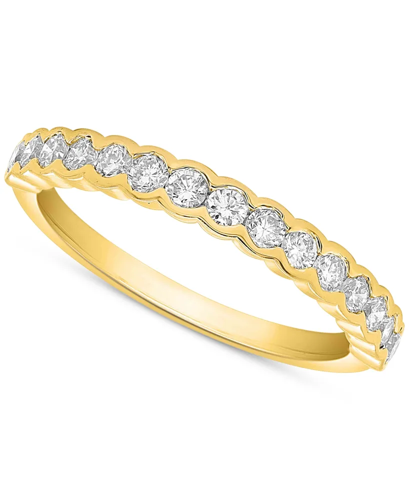 Forever Grown Diamonds Lab-Created Diamond Scalloped Band (1/2 ct. t.w.) 14k Gold-Plated Sterling Silver - Gold