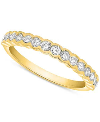 Forever Grown Diamonds Lab-Created Diamond Scalloped Band (1/2 ct. t.w.) 14k Gold-Plated Sterling Silver - Gold