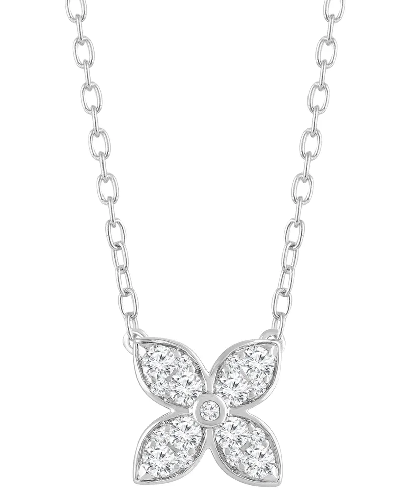 Forever Grown Diamonds Lab-Created Diamond Flower 18" Pendant Necklace (3/8 ct. t.w.) in Sterling Silver