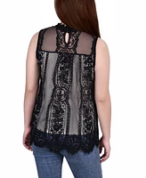 Ny Collection Mock-Neck Lace Top