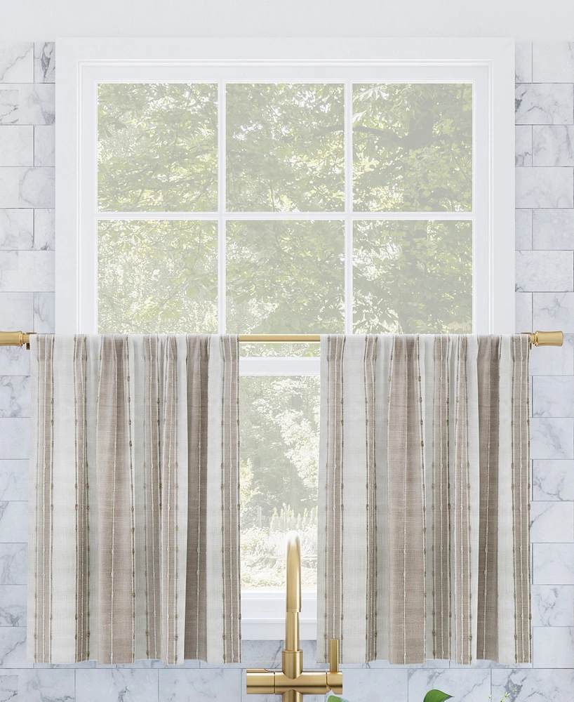 Archaeo Slub Texture Stripe Cotton Cafe Curtain Pair