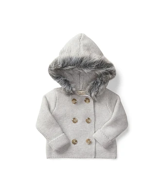 Hope & Henry Baby Boys Faux Fur Hooded Sweater