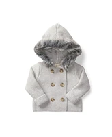 Hope & Henry Baby Long Sleeve Button Front Hooded Sweater