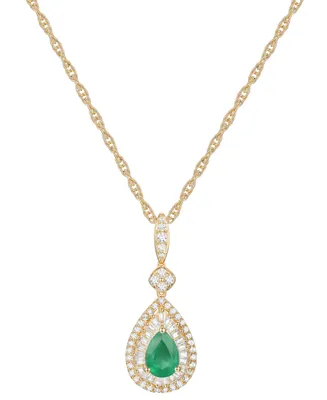 Sapphire (5/8 ct. t.w.) & Diamond (1/3 Teardrop Halo 18" Pendant Necklace 14k Gold (Also Ruby Emerald)