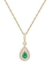 Sapphire (5/8 ct. t.w.) & Diamond (1/3 ct. t.w.) Teardrop Halo 18" Pendant Necklace in 14k Gold (Also in Ruby & Emerald)