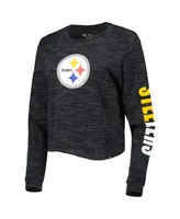 Women's New Era Black Pittsburgh Steelers Crop Long Sleeve T-shirt