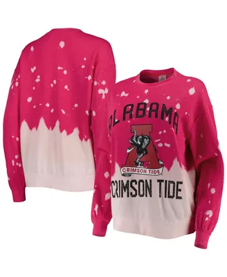 Women's Gameday Couture Crimson Alabama Tide Twice As Nice Faded Dip-Dye Pullover Sweatshirt