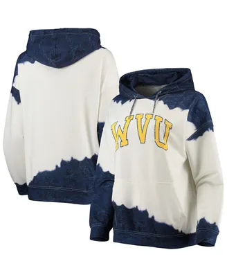 Women's Gameday Couture White, Navy West Virginia Mountaineers For the Fun Double Dip-Dyed Pullover Hoodie