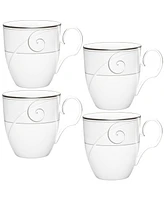 Noritake Platinum Wave Set of 4 Mugs, Service For 4