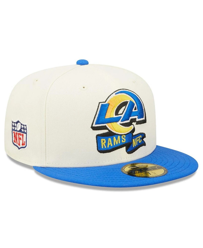 Men's New Era Cream, Royal Los Angeles Rams 2022 Sideline 59FIFTY Fitted Hat