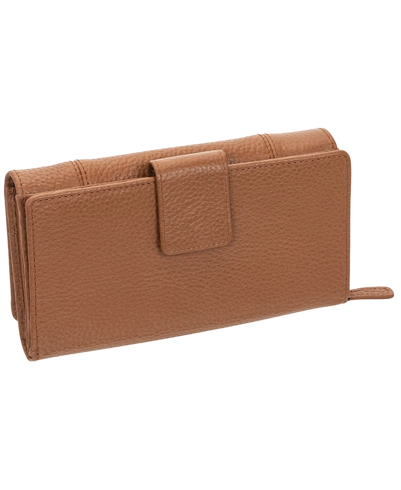 Mancini Women's Pebbled Collection Rfid Secure Mini Clutch Wallet