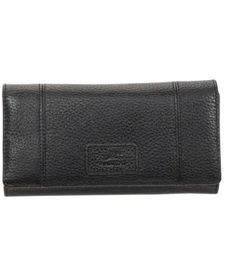 Mancini Women's Pebbled Collection Rfid Secure Trifold Wing Wallet