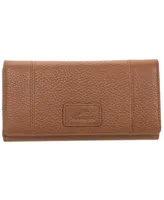 Mancini Women's Pebbled Collection Rfid Secure Trifold Wing Wallet