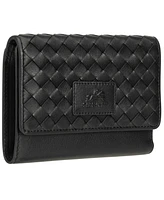 Mancini Women's Basket Weave Collection Rfid Secure Mini Clutch Wallet