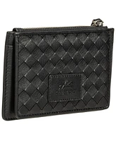 Mancini Women's Basket Weave Collection Rfid Secure Card Case and Coin Pocket